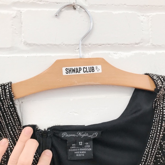 PISARRO NIGHTS Exquisite beaded black shift dress, vintage vibe - Picture 4 of 4